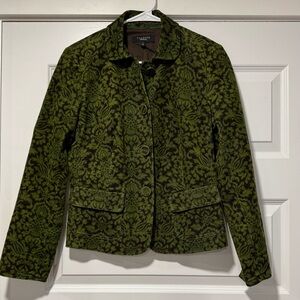 Talbots Olive Green Floral Patterned Blazer